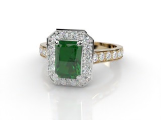 Natural Green Tourmaline and Diamond Halo Ring. Hallmarked 18ct. Yellow Gold-10-2851-8911