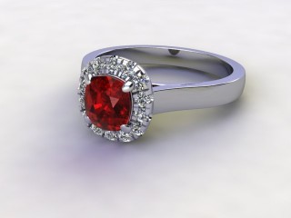 Natural Mozambique Garnet and Diamond Halo Ring. Hallmarked Platinum (950)-11-0117-8913
