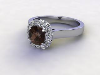 Natural Smoky Quartz and Diamond Halo Ring. Hallmarked Platinum (950)-11-0139-8913