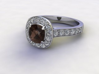 Natural Smoky Quartz and Diamond Halo Ring. Hallmarked Platinum (950)-11-0139-8952