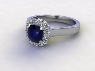 Natural Kanchanaburi Sapphire and Diamond Halo Ring. Hallmarked Platinum (950)-11-0147-8913