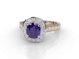 Natural Amethyst and Diamond Halo Ring. Hallmarked 18ct. Rose Gold-11-0412-8908