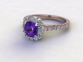 Natural Amethyst and Diamond Halo Ring. Hallmarked 18ct. Rose Gold-11-0412-8953