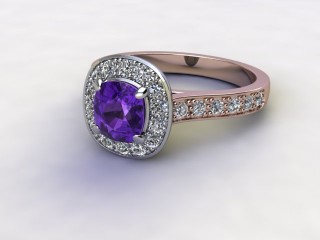 Natural Amethyst and Diamond Halo Ring. Hallmarked 18ct. Rose Gold-11-0412-8954