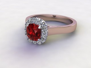 Natural Mozambique Garnet and Diamond Halo Ring. Hallmarked 18ct. Rose Gold-11-0417-8913