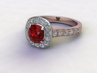Natural Mozambique Garnet and Diamond Halo Ring. Hallmarked 18ct. Rose Gold-11-0417-8954