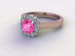 Natural Pink Sapphire and Diamond Halo Ring. Hallmarked 18ct. Rose Gold-11-0424-8913