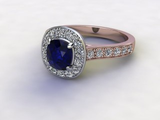 Natural Kanchanaburi Sapphire and Diamond Halo Ring. Hallmarked 18ct. Rose Gold-11-0447-8952