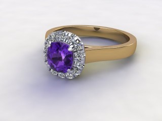 Natural Amethyst and Diamond Halo Ring. Hallmarked 18ct. Yellow Gold-11-2812-8913