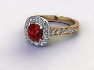 Natural Mozambique Garnet and Diamond Halo Ring. Hallmarked 18ct. Yellow Gold-11-2817-8954