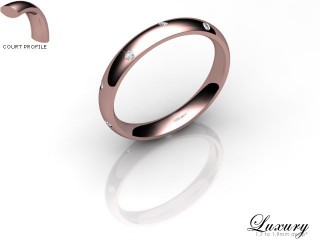Men's Diamond Scatter 18ct. Rose Gold 3mm. Court Wedding Ring-18PG10D-3CHG