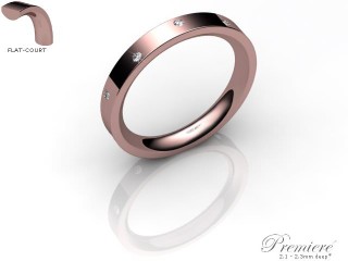 Men's Diamond Scatter 18ct. Rose Gold 3mm. Flat-Court Wedding Ring-18PG10D-3FCXG