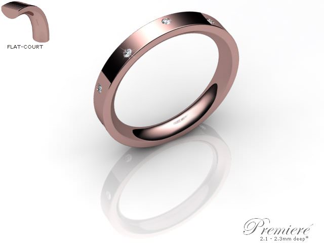 Men's Diamond Scatter 18ct. Rose Gold 3mm. Flat-Court Wedding Ring