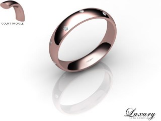 Men's Diamond Scatter 18ct. Rose Gold 4mm. Court Wedding Ring-18PG10D-4CHG