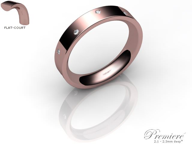 Women's Diamond Scatter 18ct. Rose Gold 4mm. Flat-Court Wedding Ring