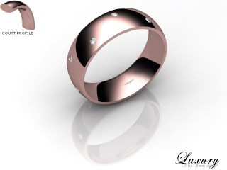 Women's Diamond Scatter 18ct. Rose Gold 6mm. Court Wedding Ring-18PG10D-6CHL