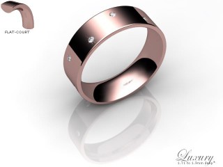 Men's Diamond Scatter 18ct. Rose Gold 6mm. Flat-Court Wedding Ring-18PG10D-6FCHG