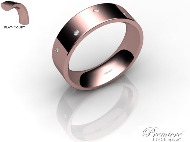 Men's Diamond Scatter 18ct. Rose Gold 6mm. Flat-Court Wedding Ring