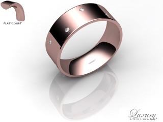 Men's Diamond Scatter 18ct. Rose Gold 7mm. Flat-Court Wedding Ring-18PG10D-7FCHG