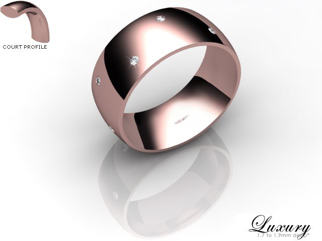 Men's Diamond Scatter 18ct. Rose Gold 8mm. Court Wedding Ring