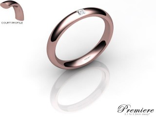 Women's Single Diamond 18ct. Rose Gold 3mm. Court Wedding Ring-18PG1XPD-3CXL