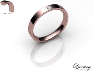 Men's Single Diamond 18ct. Rose Gold 3mm. Flat-Court Wedding Ring-18PG1XPD-3FCHG