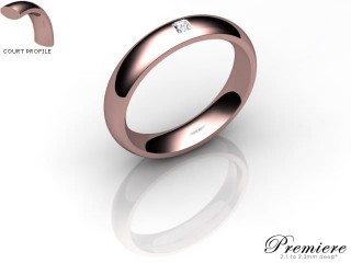 Women's Single Diamond 18ct. Rose Gold 4mm. Court Wedding Ring-18PG1XPD-4CXL