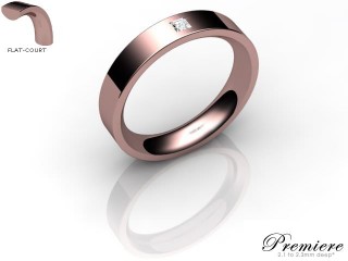 Women's Single Diamond 18ct. Rose Gold 4mm. Flat-Court Wedding Ring-18PG1XPD-4FCXL