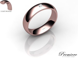 Women's Single Diamond 18ct. Rose Gold 5mm. Court Wedding Ring-18PG1XPD-5CXL