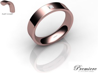 Men's Single Diamond 18ct. Rose Gold 5mm. Flat-Court Wedding Ring-18PG1XPD-5FCXG
