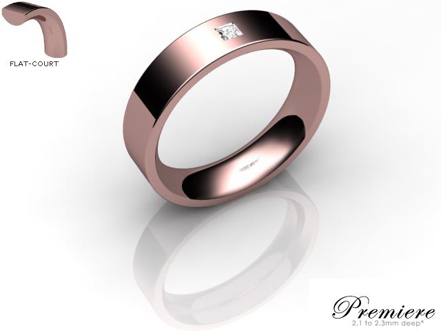 Men's Single Diamond 18ct. Rose Gold 5mm. Flat-Court Wedding Ring