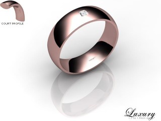 Men's Single Diamond 18ct. Rose Gold 6mm. Court Wedding Ring-18PG1XPD-6CHG