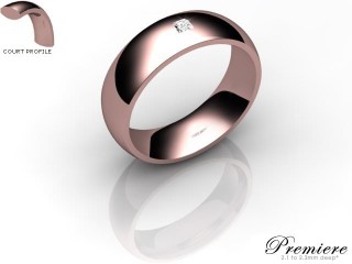 Men's Single Diamond 18ct. Rose Gold 6mm. Court Wedding Ring-18PG1XPD-6CXG