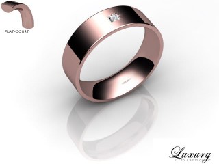 Men's Single Diamond 18ct. Rose Gold 6mm. Flat-Court Wedding Ring-18PG1XPD-6FCHG