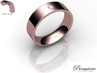 Men's Single Diamond 18ct. Rose Gold 6mm. Flat-Court Wedding Ring-18PG1XPD-6FCXG