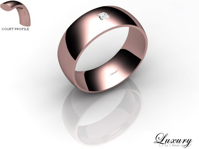 Men's Single Diamond 18ct. Rose Gold 7mm. Court Wedding Ring