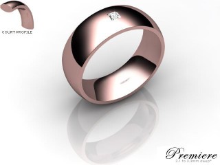 Men's Single Diamond 18ct. Rose Gold 7mm. Court Wedding Ring-18PG1XPD-7CXG