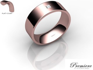Men's Single Diamond 18ct. Rose Gold 7mm. Flat-Court Wedding Ring-18PG1XPD-7FCXG