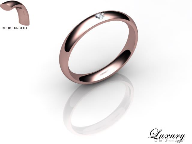 Men's Single Diamond 18ct. Rose Gold 3mm. Court Wedding Ring