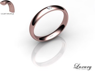 Women's Single Diamond 18ct. Rose Gold 3mm. Court Wedding Ring-18PG1XRD-3CHL