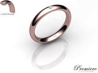 Women's Single Diamond 18ct. Rose Gold 3mm. Court Wedding Ring-18PG1XRD-3CXL