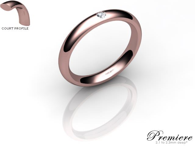 Women's Single Diamond 18ct. Rose Gold 3mm. Court Wedding Ring