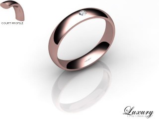 Men's Single Diamond 18ct. Rose Gold 4mm. Court Wedding Ring-18PG1XRD-4CHG