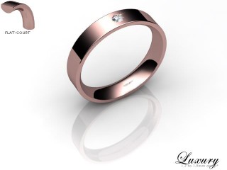 Men's Single Diamond 18ct. Rose Gold 4mm. Flat-Court Wedding Ring-18PG1XRD-4FCHG