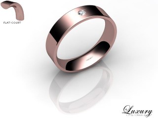 Men's Single Diamond 18ct. Rose Gold 5mm. Flat-Court Wedding Ring-18PG1XRD-5FCHG