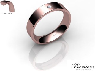 Men's Single Diamond 18ct. Rose Gold 5mm. Flat-Court Wedding Ring-18PG1XRD-5FCXG