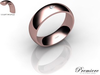 Men's Single Diamond 18ct. Rose Gold 6mm. Court Wedding Ring-18PG1XRD-6CXG