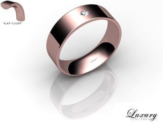 Women's Single Diamond 18ct. Rose Gold 6mm. Flat-Court Wedding Ring-18PG1XRD-6FCHL