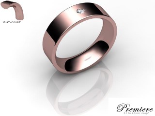 Men's Single Diamond 18ct. Rose Gold 6mm. Flat-Court Wedding Ring-18PG1XRD-6FCXG