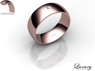 Men's Single Diamond 18ct. Rose Gold 7mm. Court Wedding Ring-18PG1XRD-7CHG